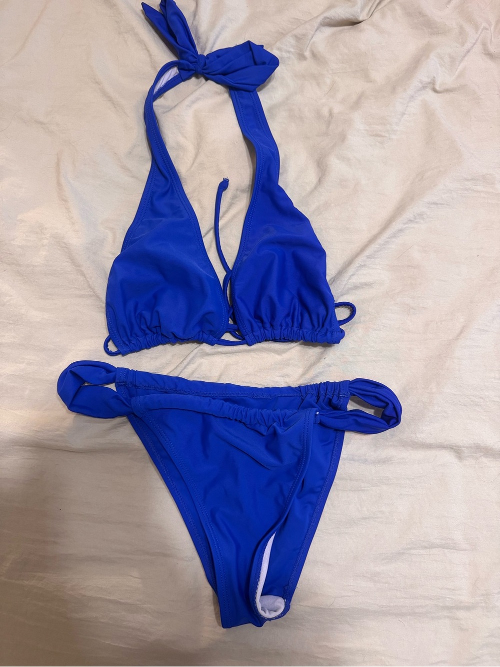 Blue Halter Triangle Bikini Set - Women Swim